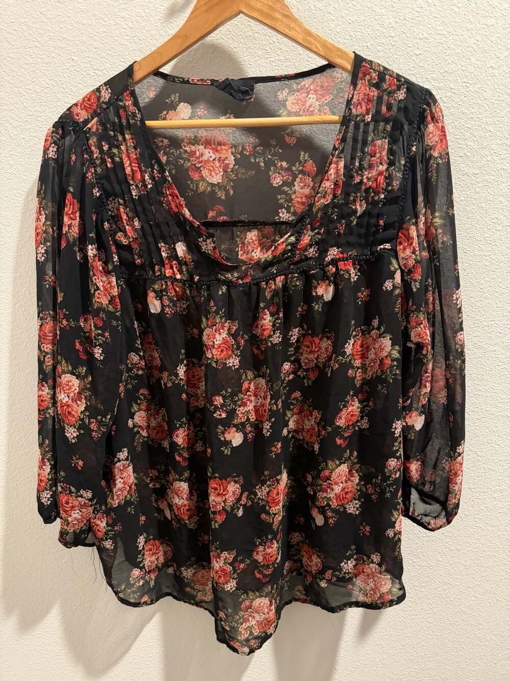 Perchs Floral Chiffon Blouse Size 2XL
